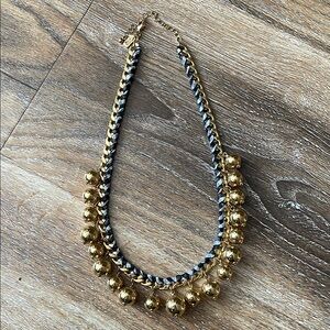 Kate Spade Gold Ball and Gingham Ribbon Statement Necklace